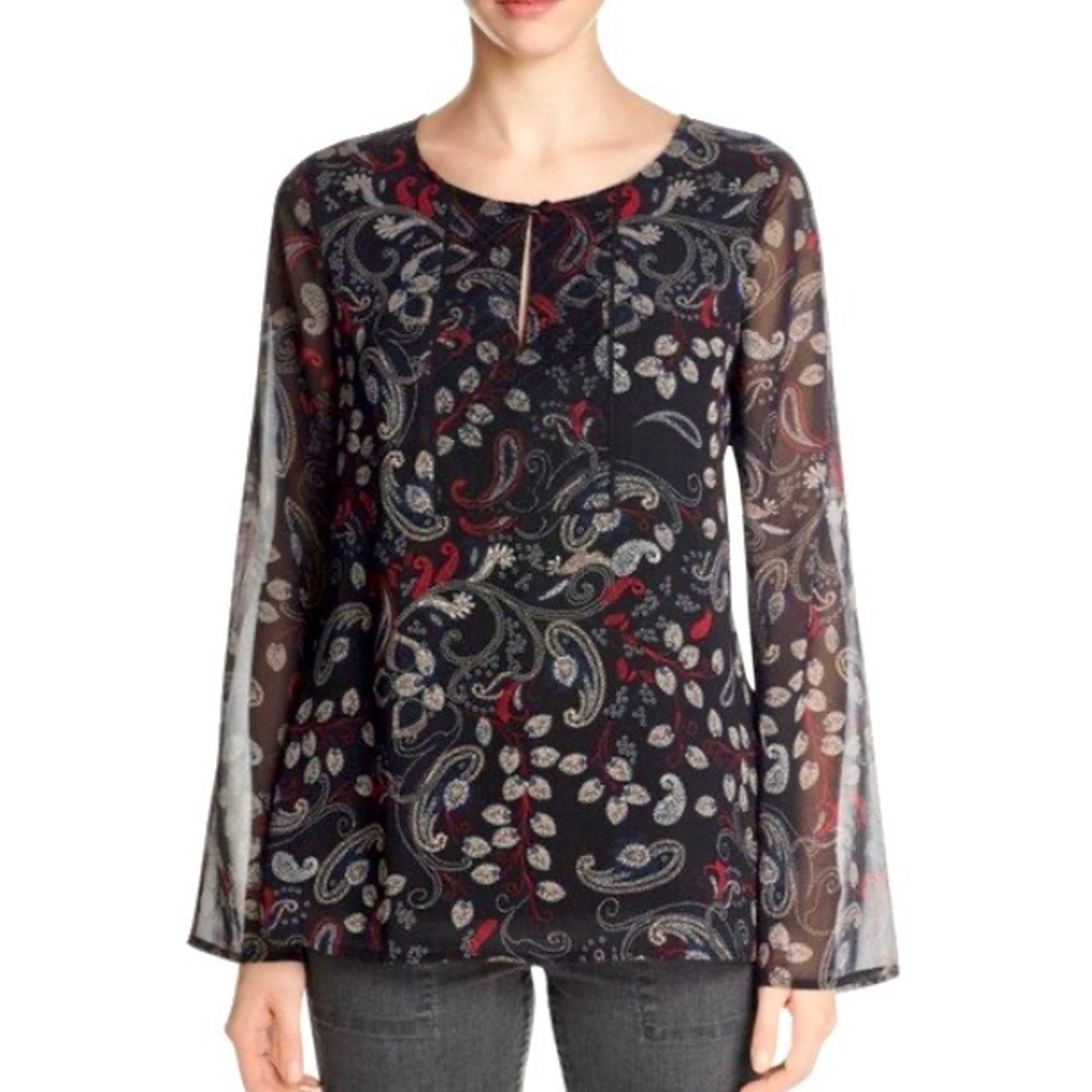 NWT Sanctuary long sleeve black sheer with lining top.